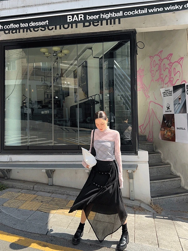 [ONLY THE MUI ORDER] Unbalanced eyelet belt skirt (3rd)