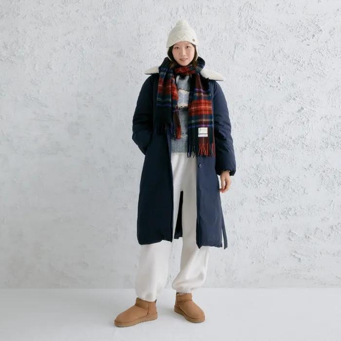 balmacaan down long coat - navy