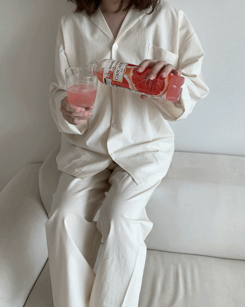 [unisex] 네츄럴 코튼 긴팔 파자마 set - 2 size, cotton100, 사계절 추천!