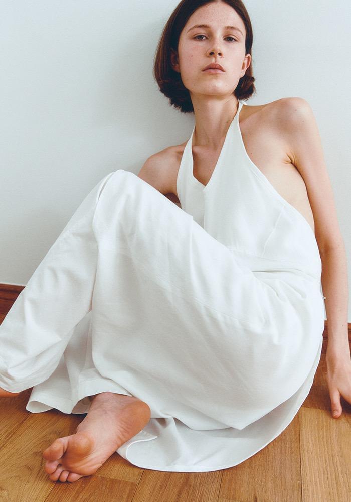 HALTER WRAP DRESS WHITE