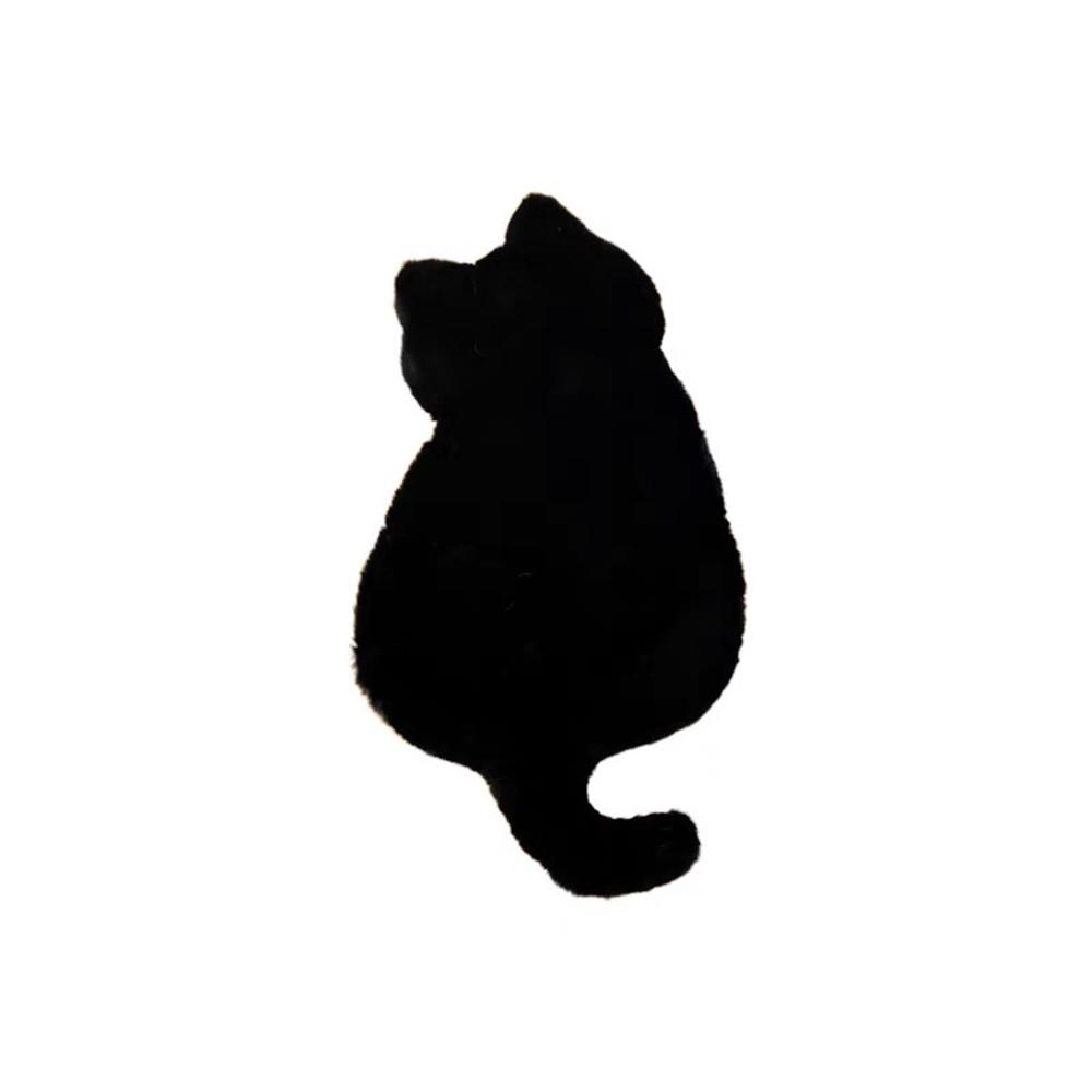 고양이 쉐입 양모 블랙 러그 카펫