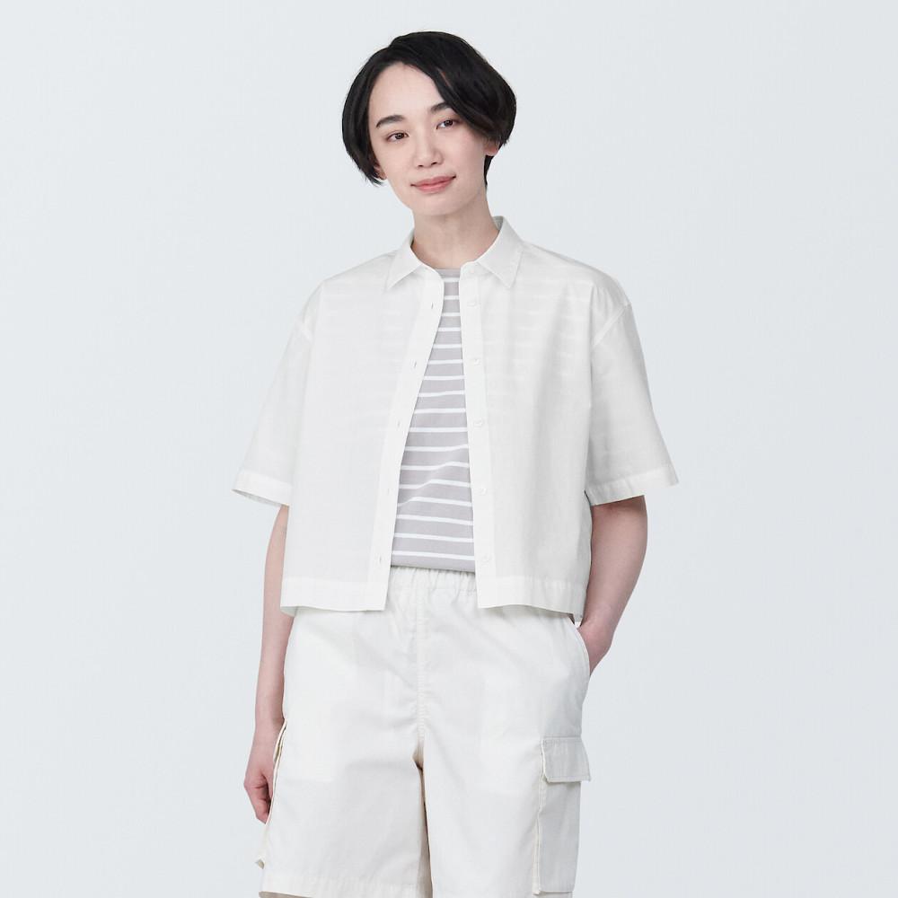 [MUJI] 여성 시원한 브로드 레귤러 칼라 반소매 셔츠 BC2IWA4S : 무인양품