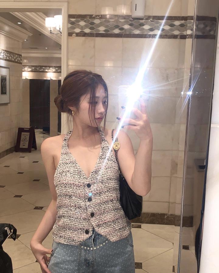 [HWS] 여름 홀터넥 트위드 조끼 2color