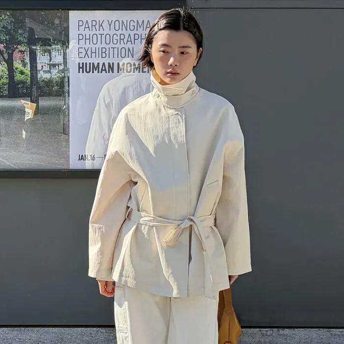 SIOT4184 벨티드 하프 트렌치 자켓_Cream