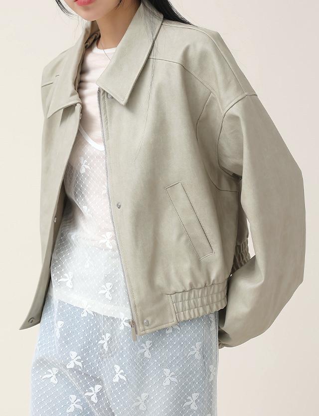 르피노 크롭 레더 루즈핏 점퍼 73934