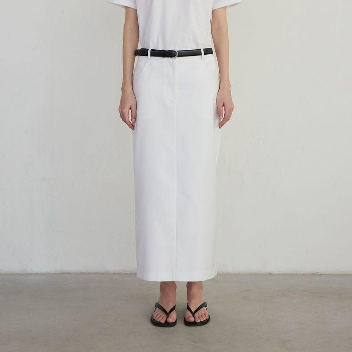 STRAIGHT FIT LONG SKIRT - WHITE