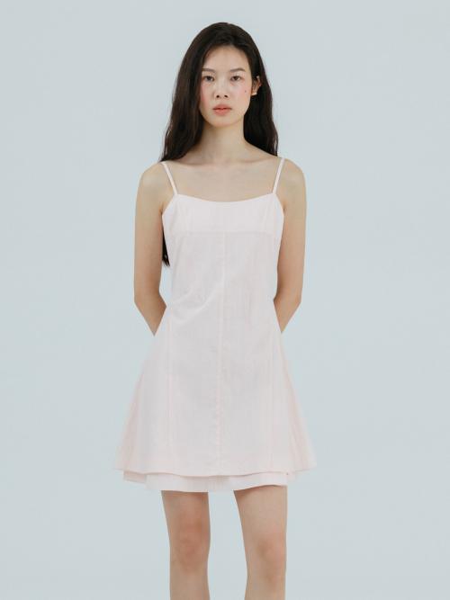 Slip Flare Layered Mini Dress Light Pink