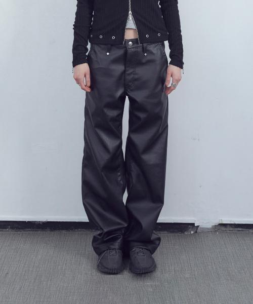 설라노X탄산 드롭 백포켓 레더팬츠