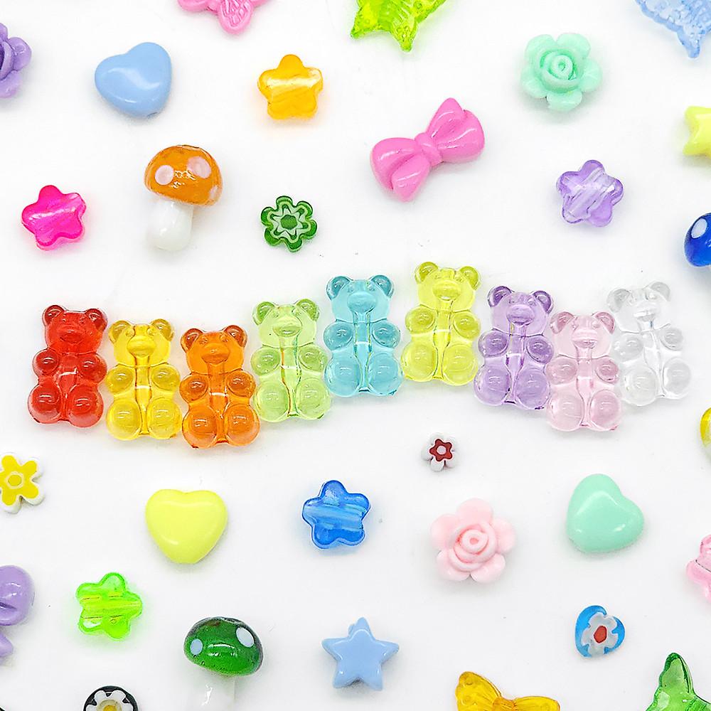 비즈 공예 아크릴 구슬 팔찌 키링 만들기 재료 젤리곰 하트 별 나비 장식