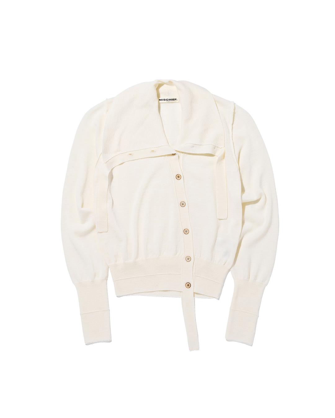 ASYMMETRIC COLLAR KNIT CARDIGAN_IVORY