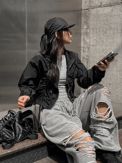 [주간판매급상승] 선릿 스트랩 셔링 나일론 집업 - 2color