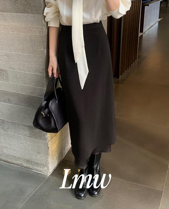 메리어라운드 [기모][l.m.w] 디어 레이어드 맥시 롱 스커트 (sk)