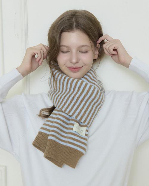 스트라이프 니트 머플러 (blue brown)