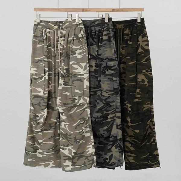 [3C] 카고 핀턱 카모플라쥬 스트링 투웨이 팬츠 밴딩바지 밴딩팬츠 팬츠 카모바지 카고바지 조거팬츠 안무의상