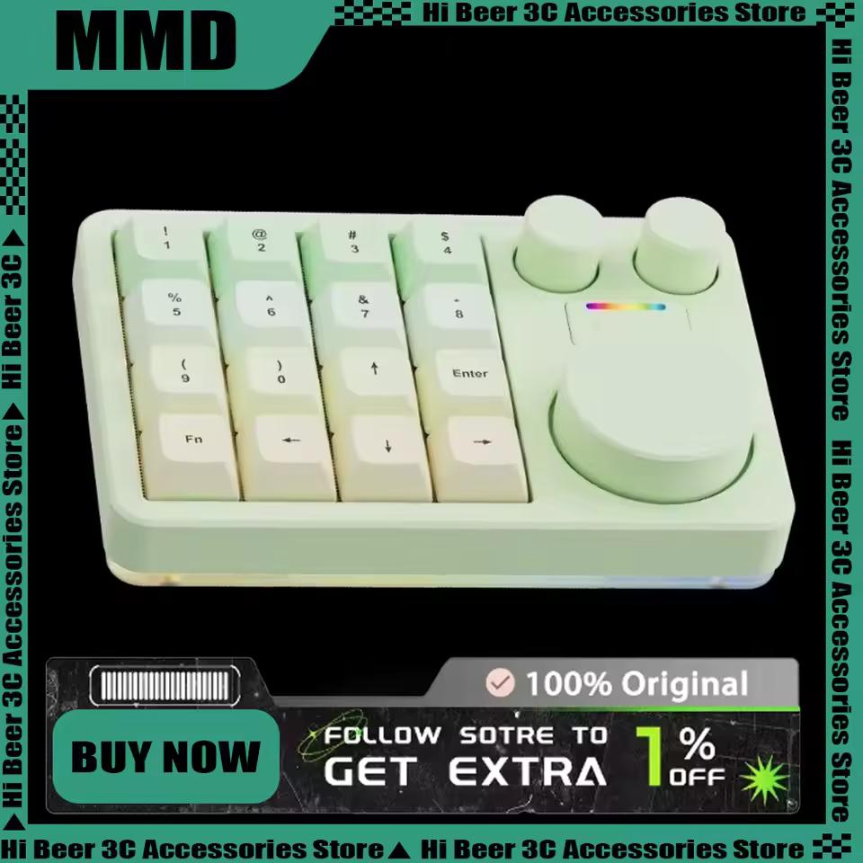 MMD KM16 Pro 미니 알루미늄 합금 디자이너 기계식 키보드 트라이 모드 PS PR C4D 편집 배열 선물용 3개 손잡이 맞춤형