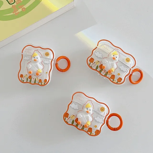 에어팟 가방 오리 파츠 물결 테두리 투명 키링 젤리 실리콘 특이한 유니크 키치 하이틴 귀여운 심플 커플 우정 이어폰 애플 케이스 에어팟케이스 1세대 2세대 프로 3세대