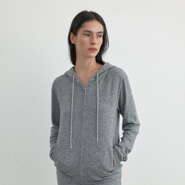 [예약배송] SOFT HOOD ZIP-UP _ MELANGE GREY