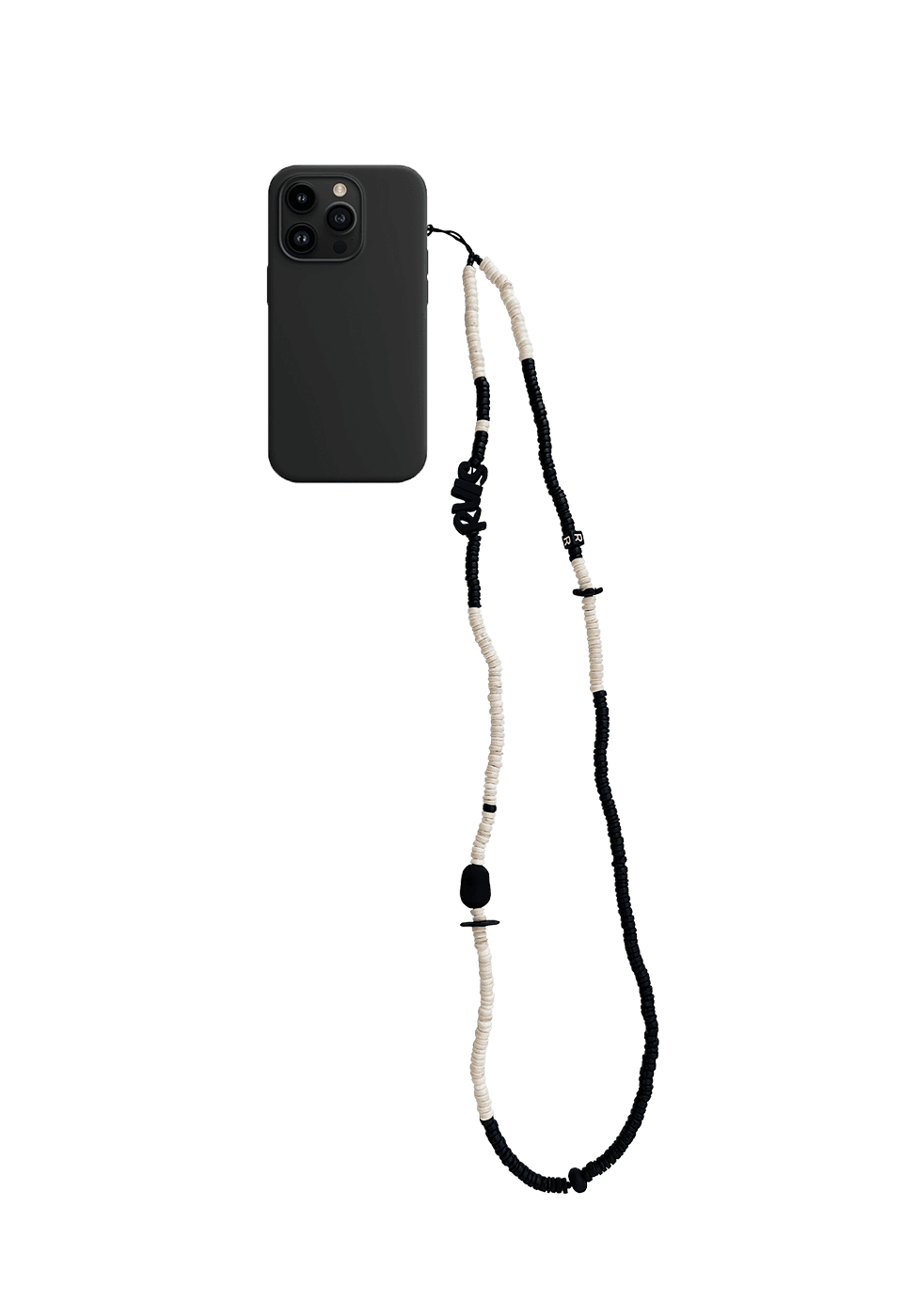 nature beads crossbody phone strap cream mix
