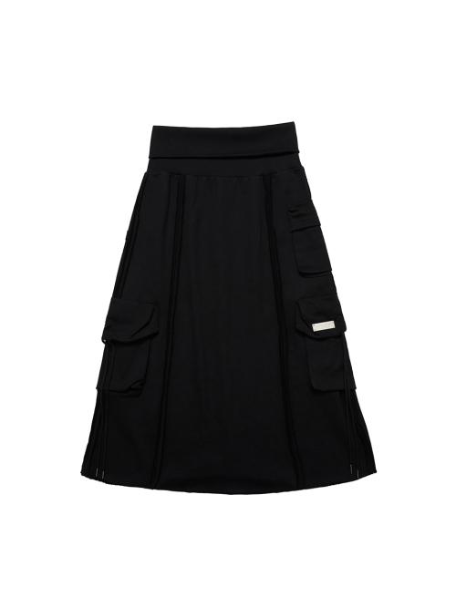 CARGO CUBIC MAXI SKIRT BLACK