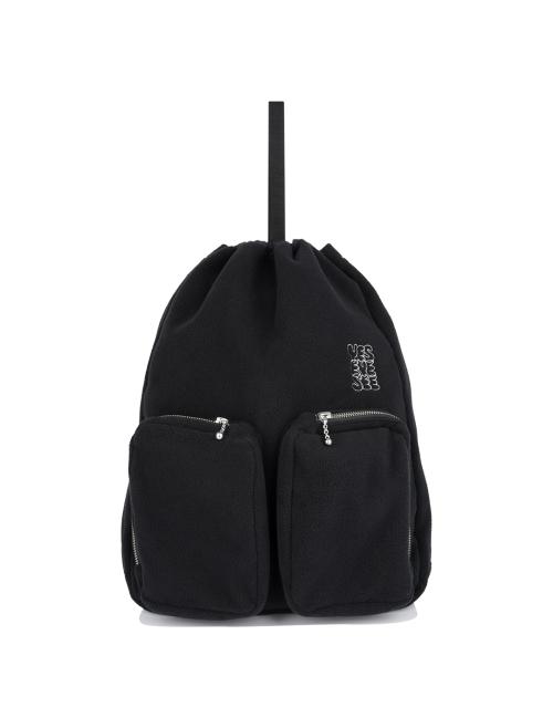 Fleece Drawstring Sack Black