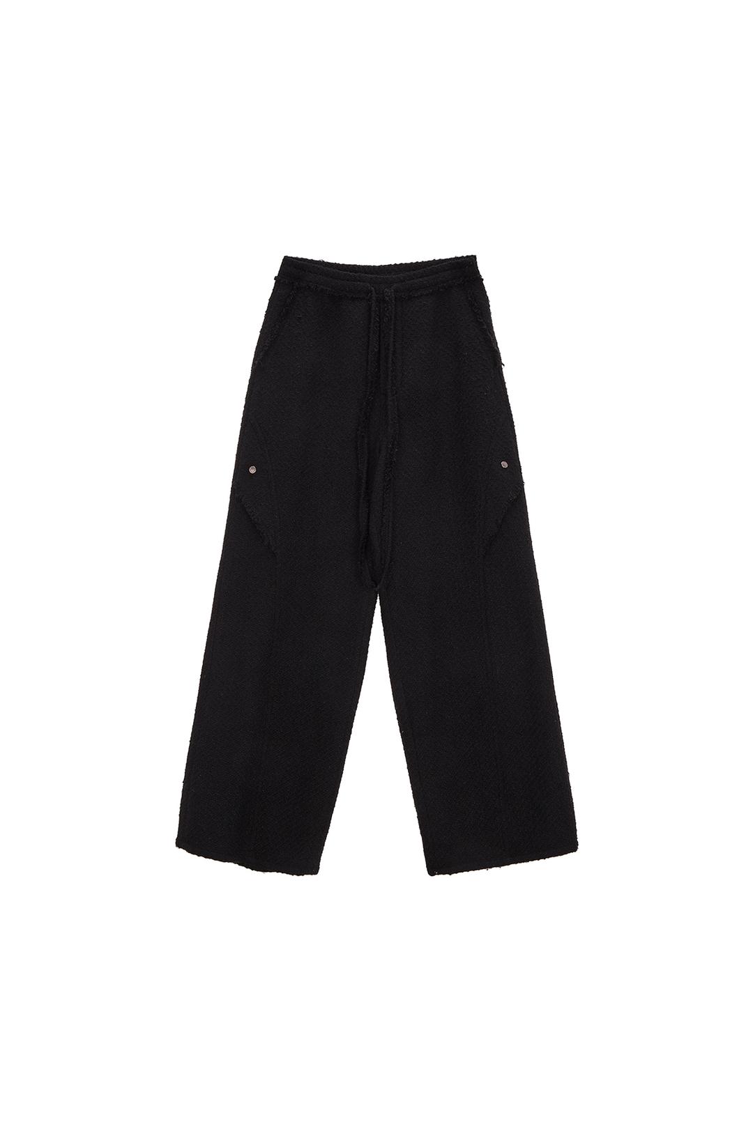 TWEED BANDED PANTS IN BLACK