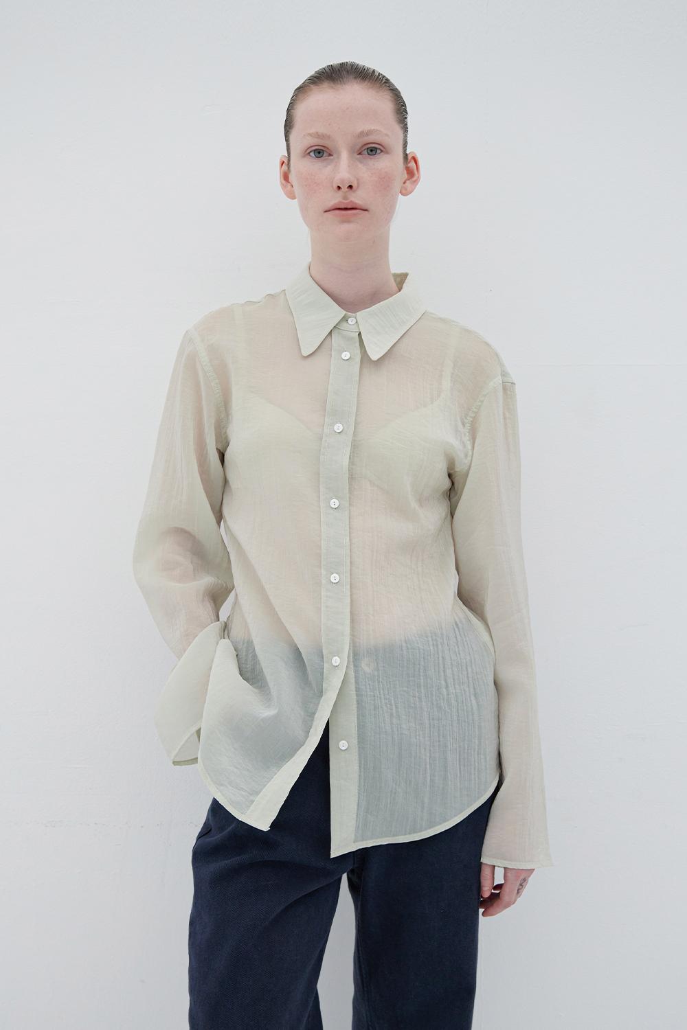 Glow See-through Slim Shirt - Ice Mint