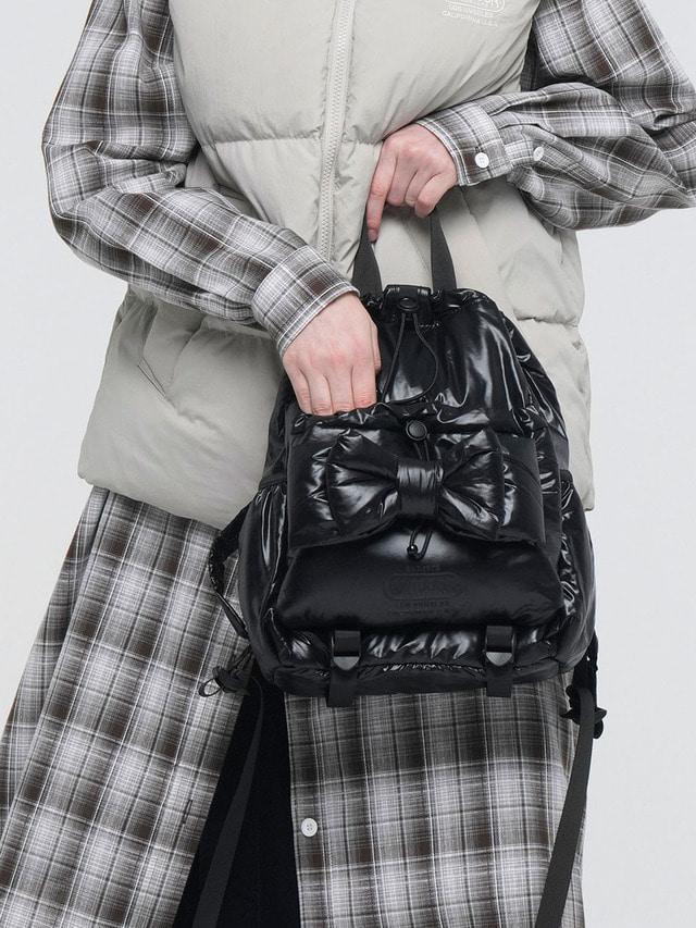 BIG RIBBON STRING MINI BAG (BLACK)