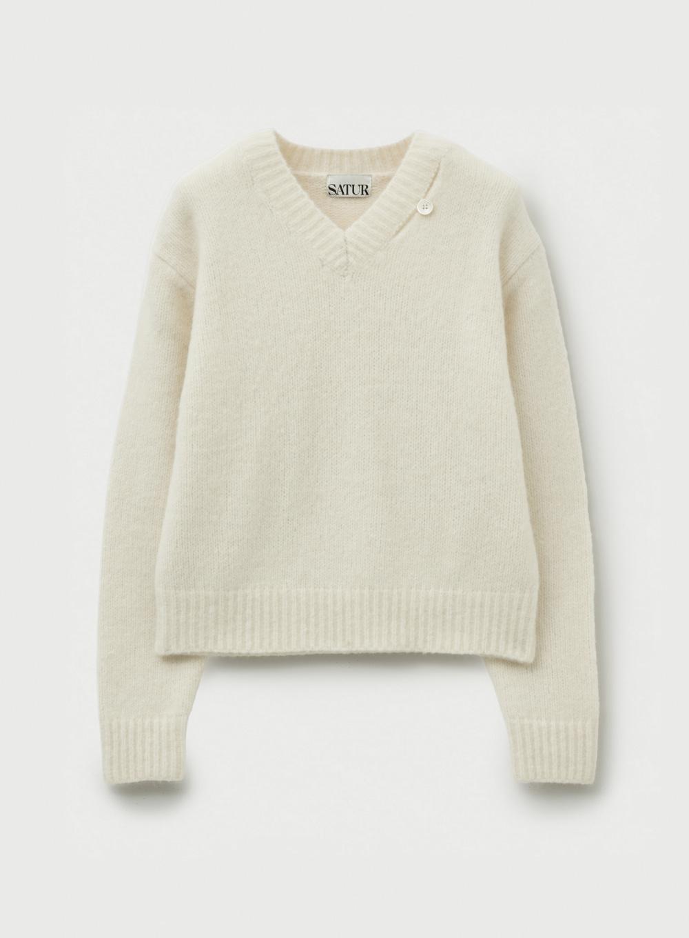 (W) Essen Two Tone Mohair Blend Knit - White