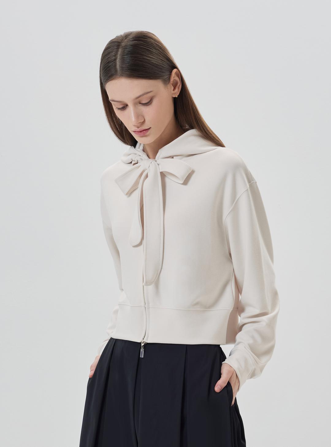 [NEW] 리플 리본타잉 후드집업  Ripple ribbon-tie hoodie zip-up (3color)