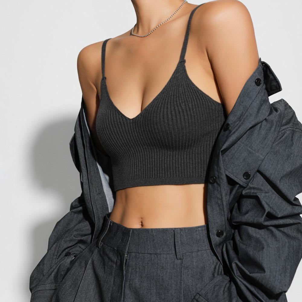 페이퍼문 울 골지 니트 크롭 뷔스티에 탑 6color