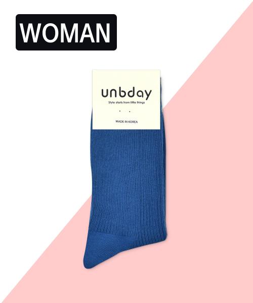 여성 프리미엄 골지 양말 - 파랑