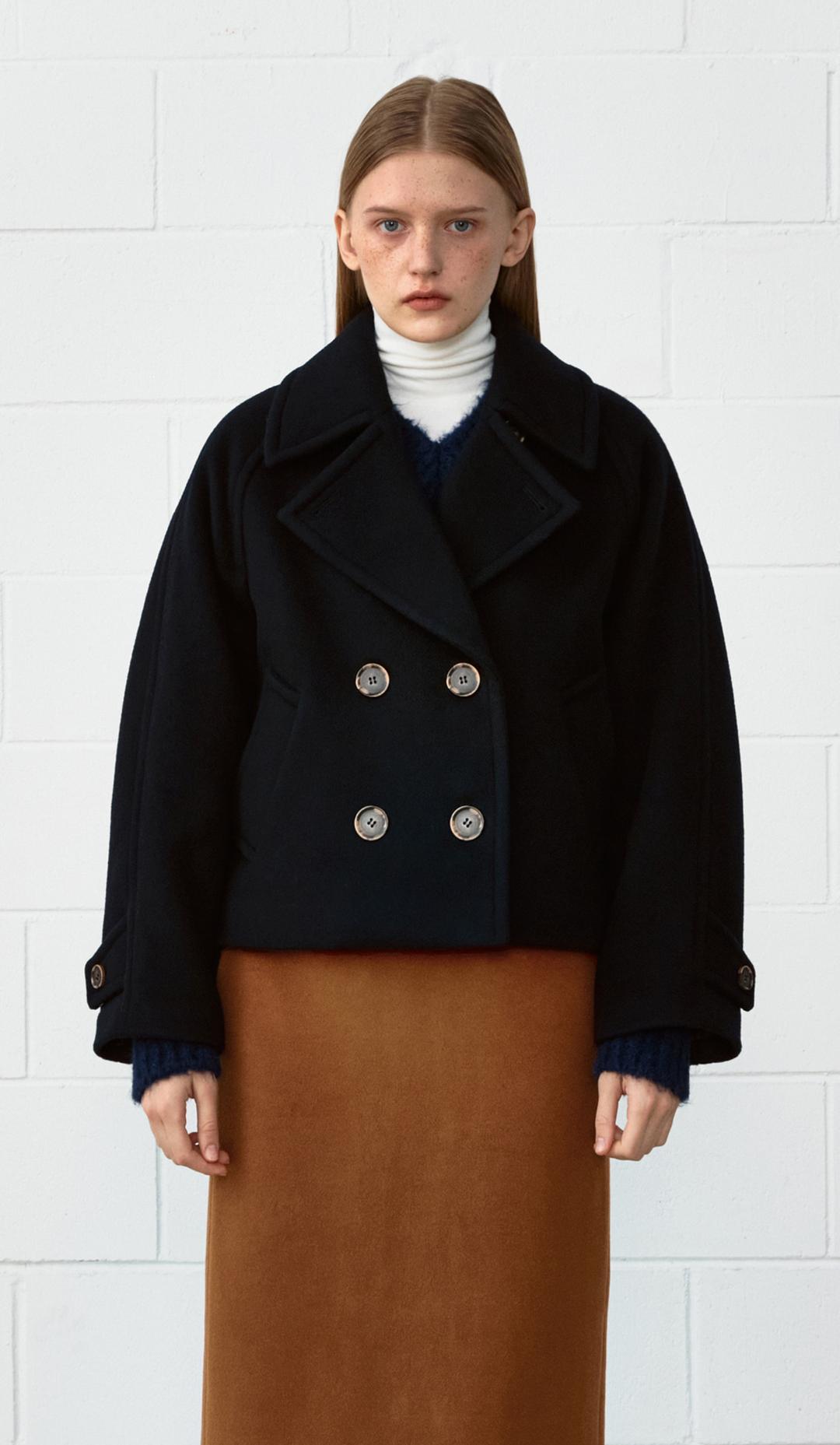 TWW WIDE COLLAR DOUBLE HALF COAT_D-NAVY