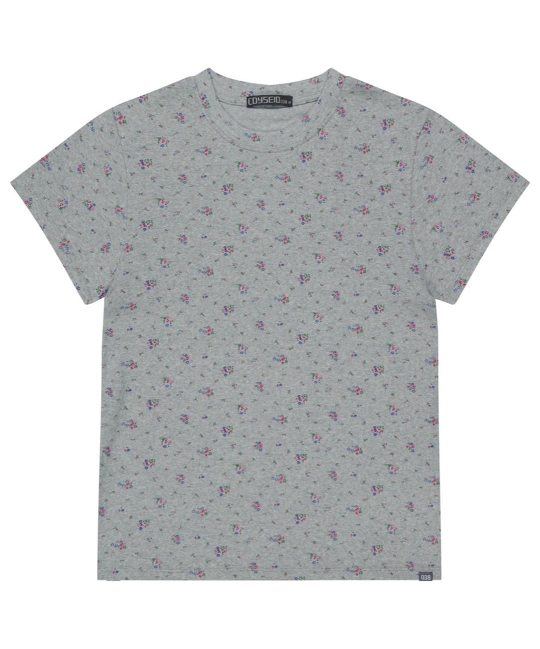038 FLOWER PLAIN T-SHIRT MELANGE GREY