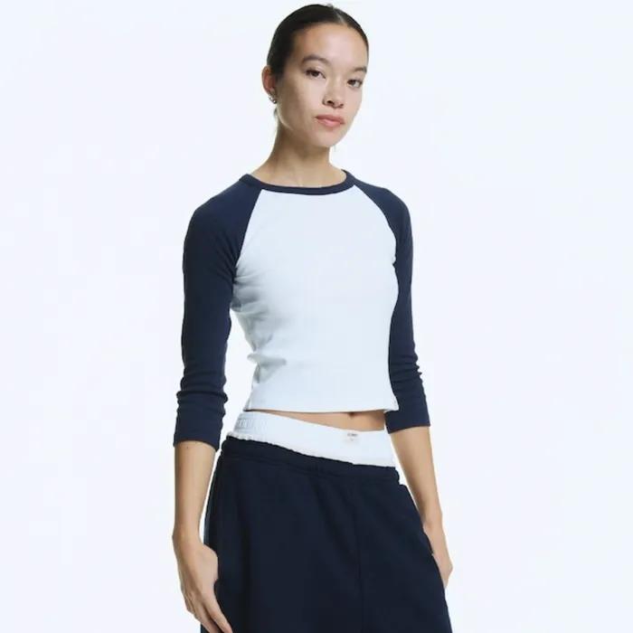 3/4 G CONTRAST TEE (NAVY)