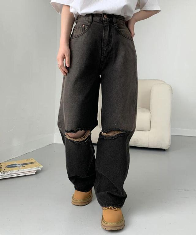 티코 찢청 와이드팬츠_러브앤드팝