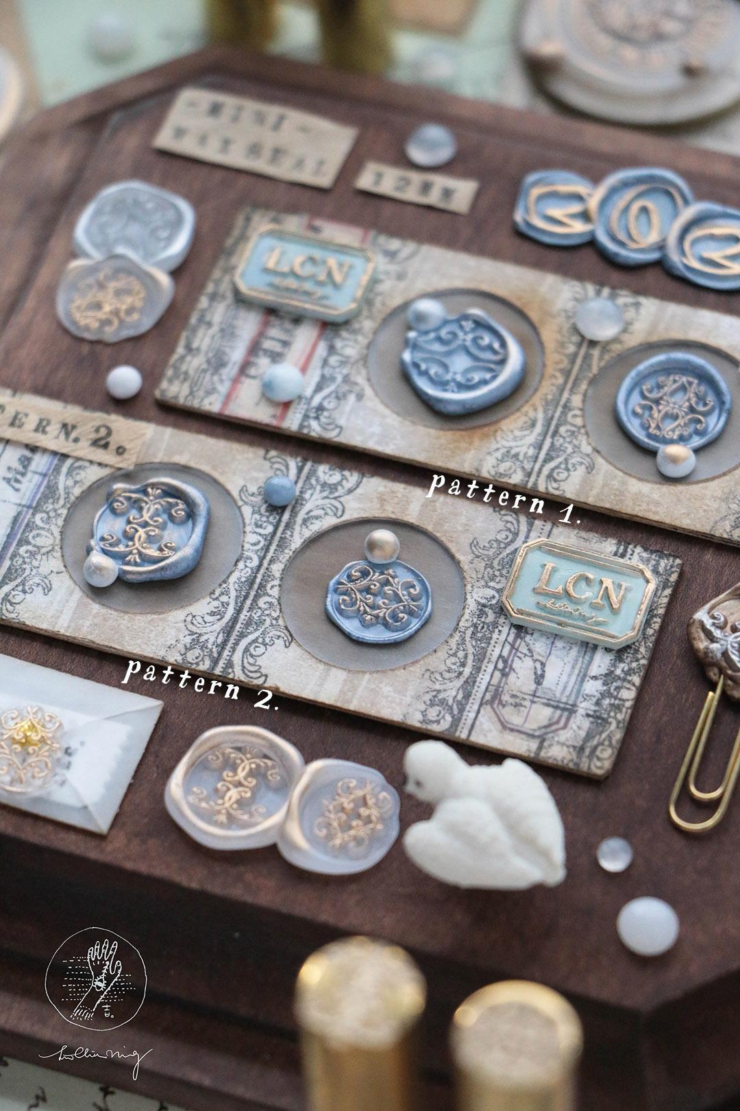 Mini wax seal stamp set :  pattern 1  /  pattern 2