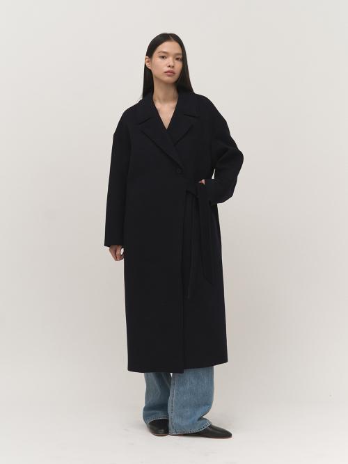 Side Belted Coat Navy