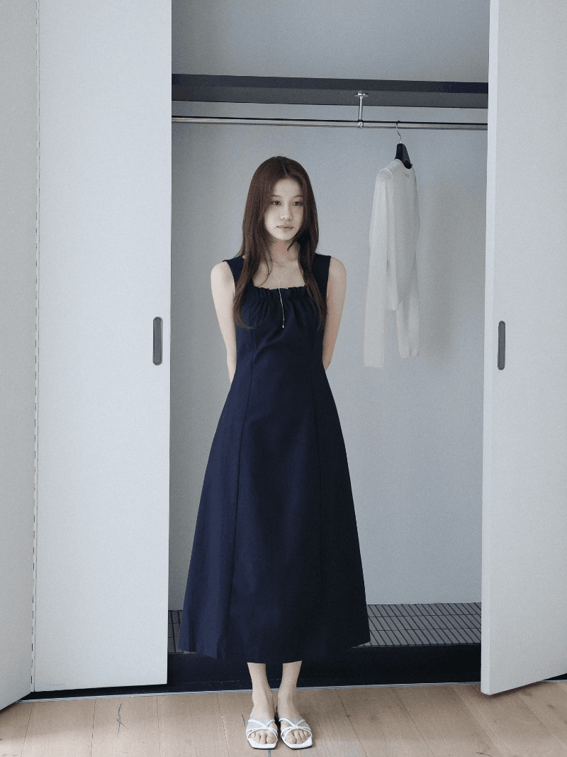 [NouArté] 메빈 셔링 원피스(네이비)