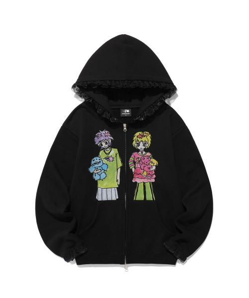 [X SOULPUSSSY CAT]GHOSTSOULGIRL HOODIE ZIPUP_BLACK(NG2EFUM489D)