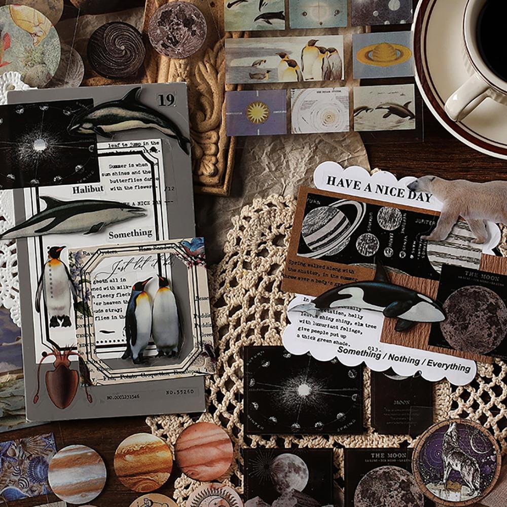 빈티지 다꾸 감성 동물 플라워 식물 PET 스티커북 20매