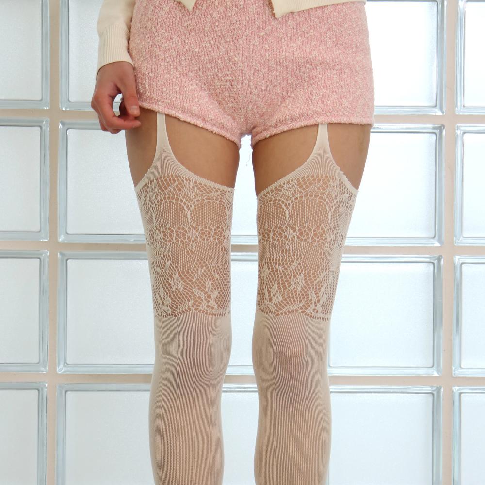 가터 레이스 스타킹 (아이보리)
