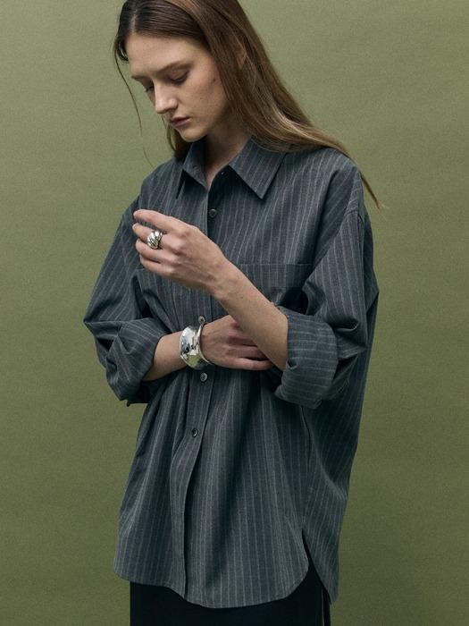 MORI STRIPE SHIRT - GRAY