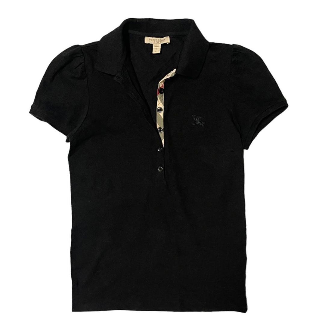 Burberry black short princess puff sleeve polo...