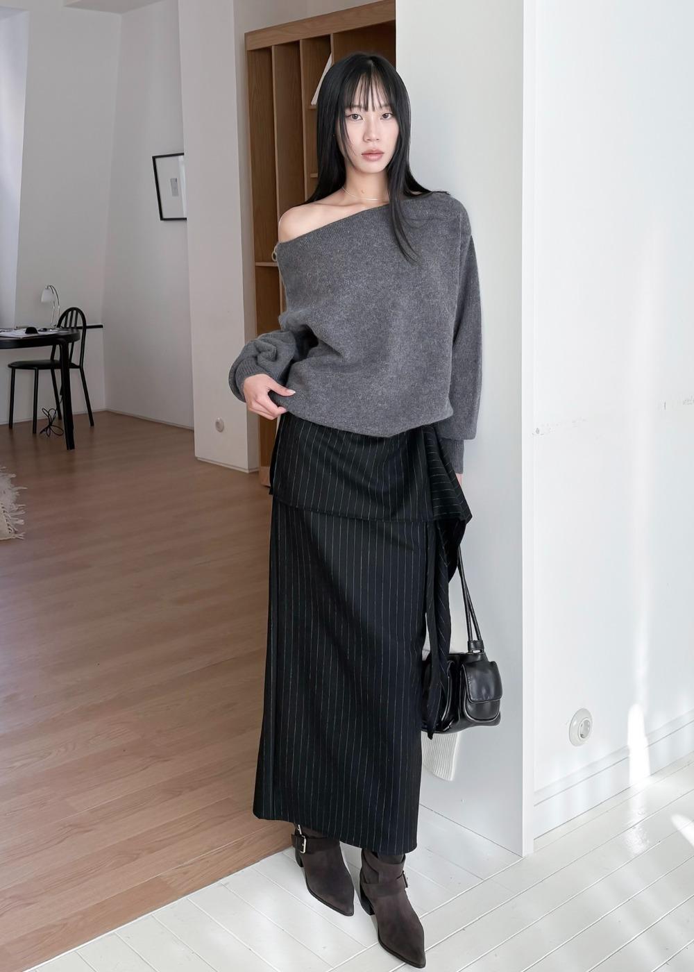 드레이퍼리 노팅 기모 스커트 [2co]