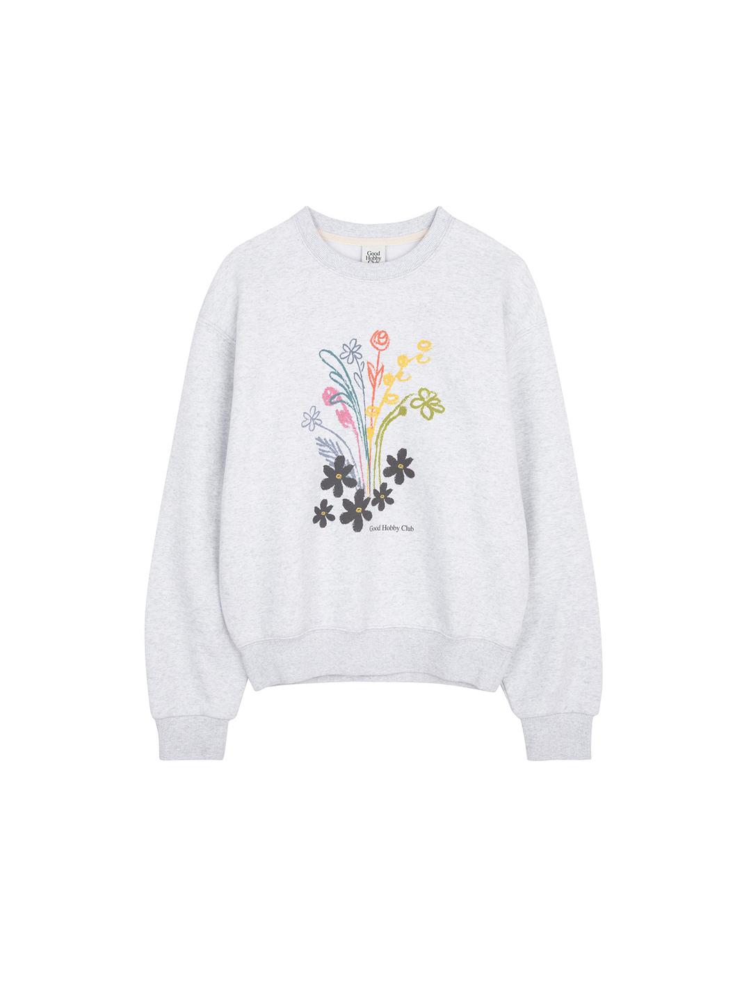 DRAWING FLOWER SWEATSHIRT_MELANGE GRAY