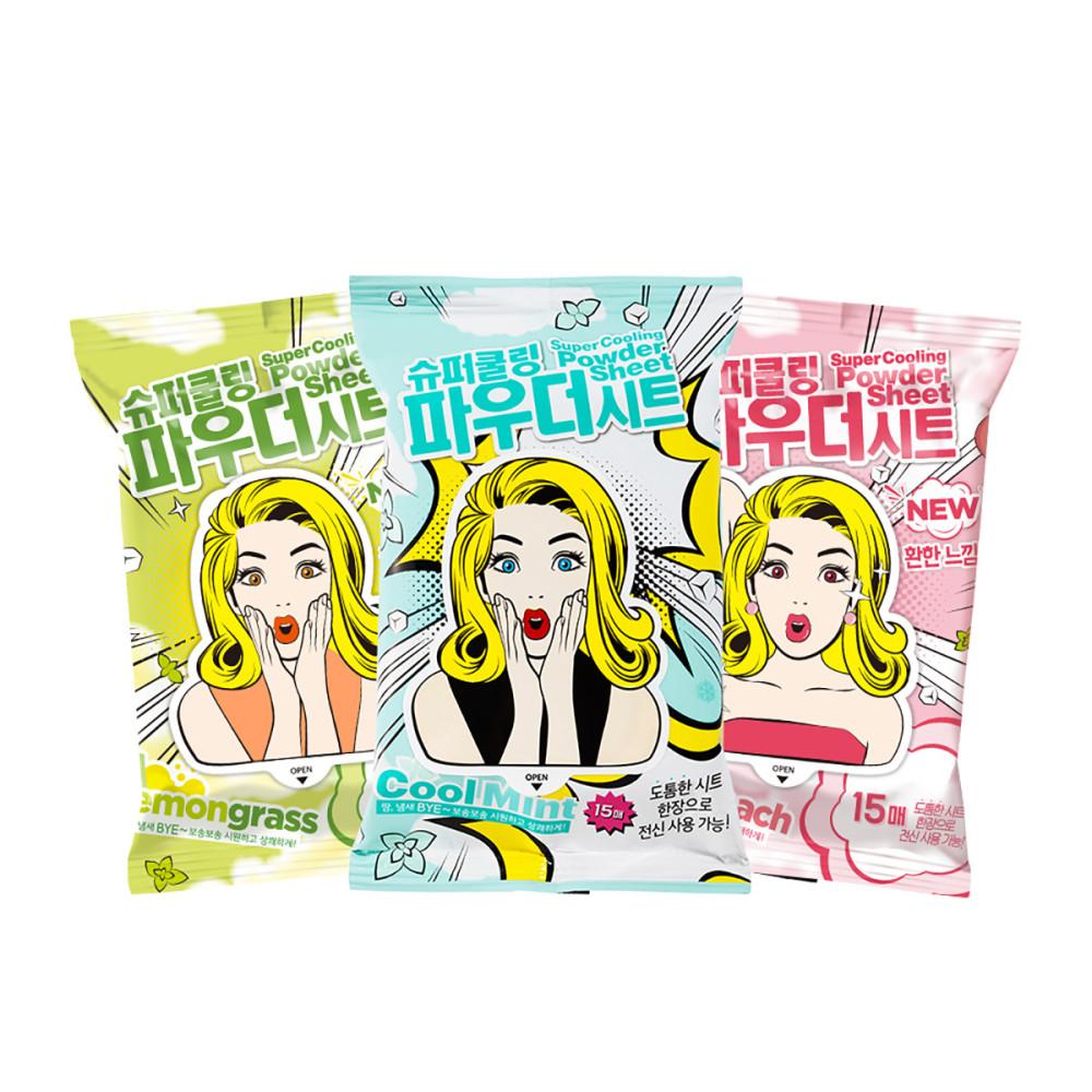 슈퍼 쿨링 파우더 시트 15매 X 5 데오드란트티슈 겨드랑이 땀냄새제거