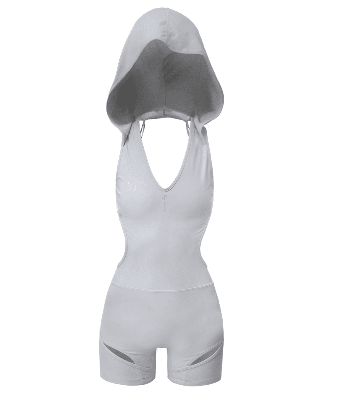 Thigh Slit Hoodie Monokini / Grey