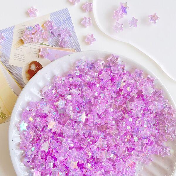 [15g]관통형 10mm 오로라 투명 퍼플 별 PAB132-2 비즈만들기 키링 공예재료