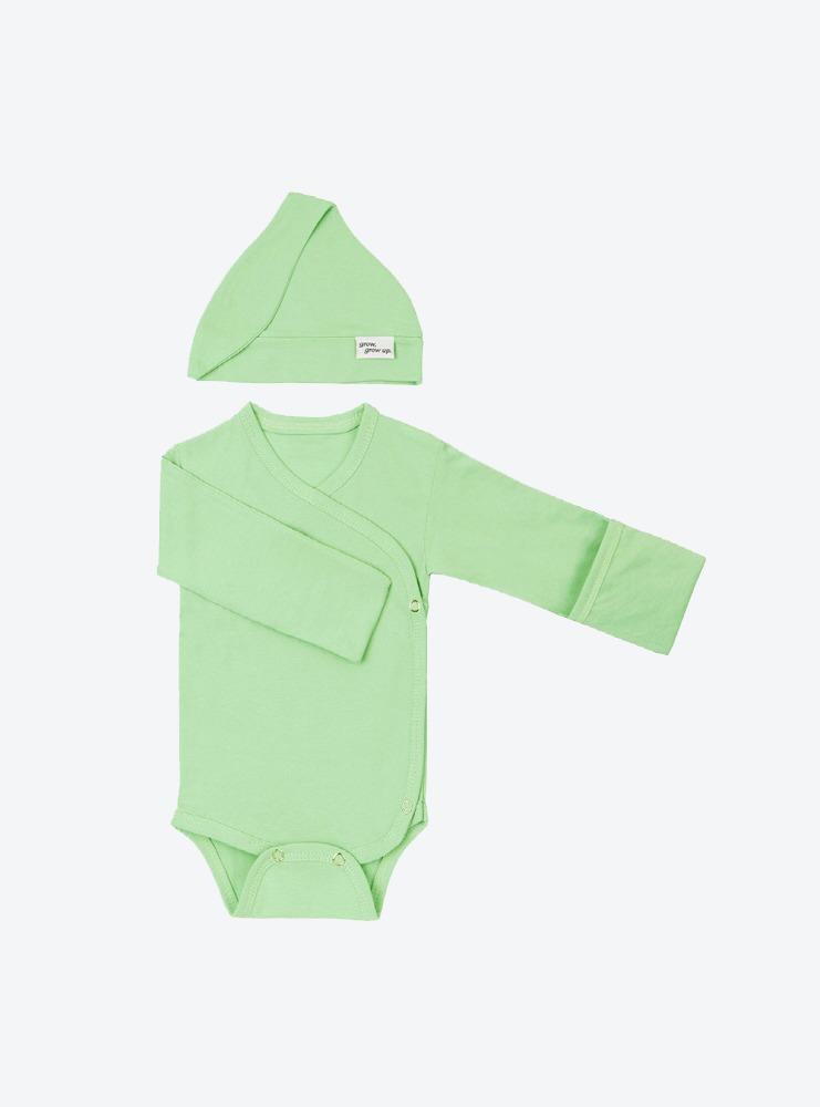 ♥예약♥ (긴팔)배냇저고리바디슈트&꼭지모자 : 옥색