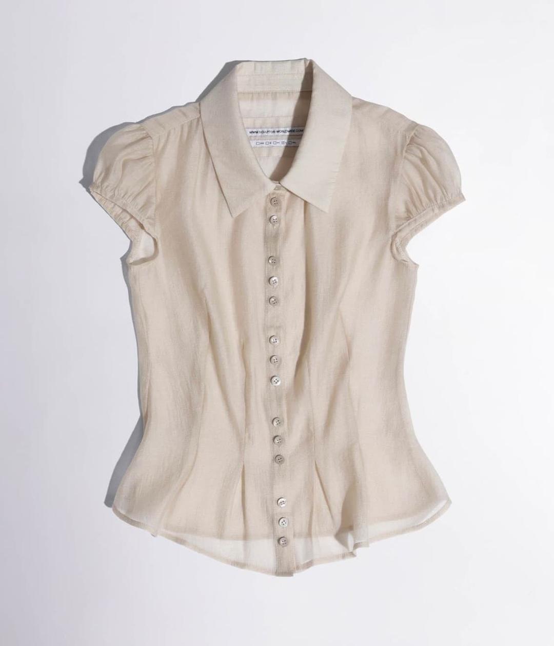 스컬프터 Sheer Pleated Hem Blouse Raw | 후루츠패밀리